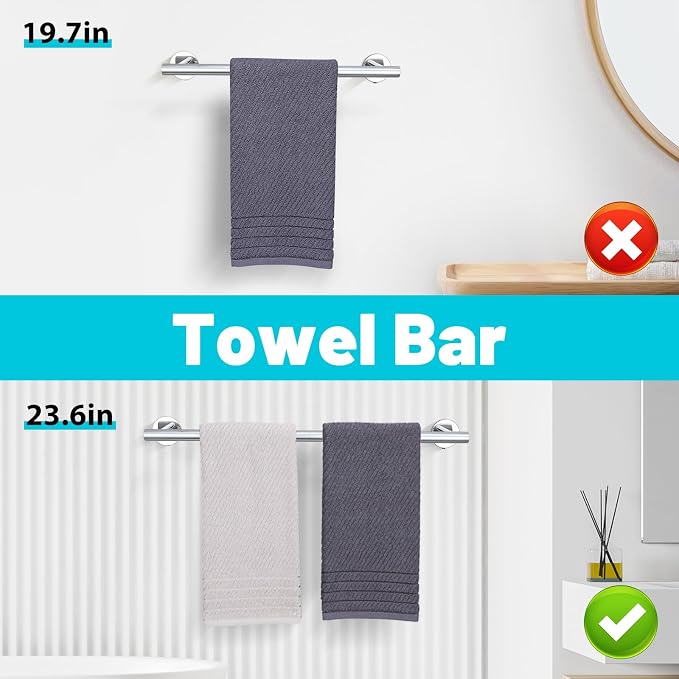 Chrome Bathroom Hardware Set, 4 Pieces Towel Bar Towel Holder Set Includes - Image 3