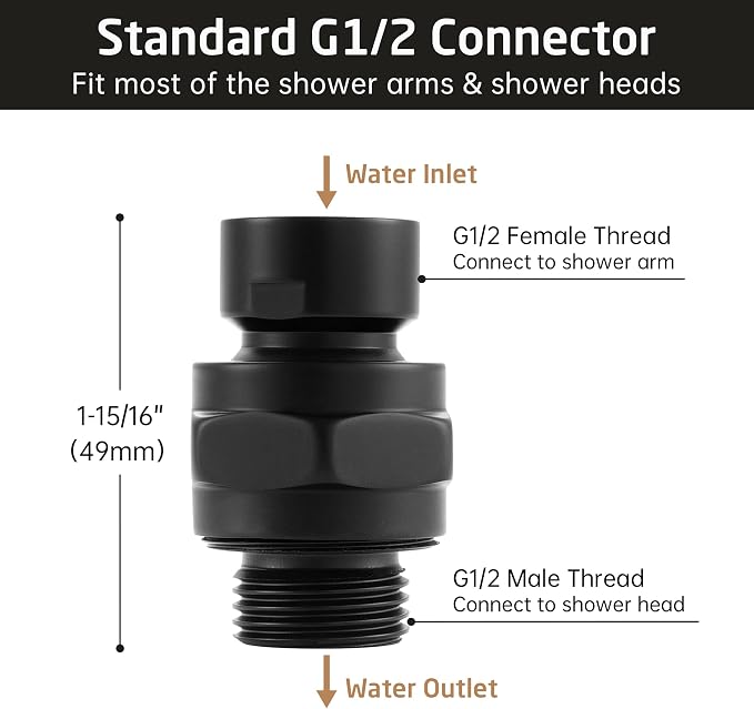 KES Shower Head Swivel Ball Joint Shower Connector Adapter Brass Adjustable - Image 3