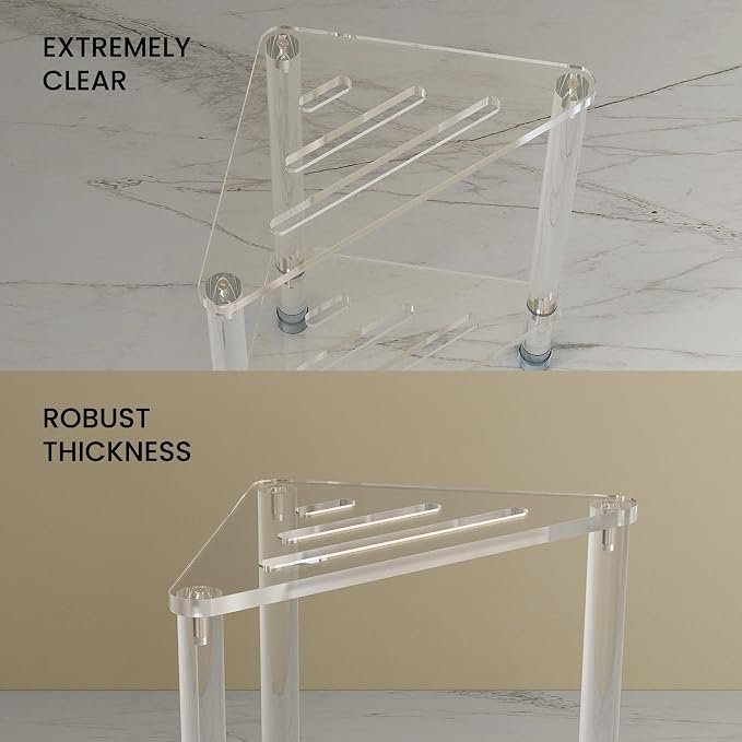 Acrylic Corner Shower Stool for Shaving Legs 11.42" D X 11.42" W X 17.91" H - Image 5