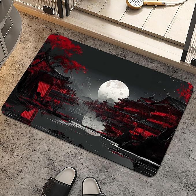 Bath Mat Rug, Dark Landscape by ZHUZHISHAN