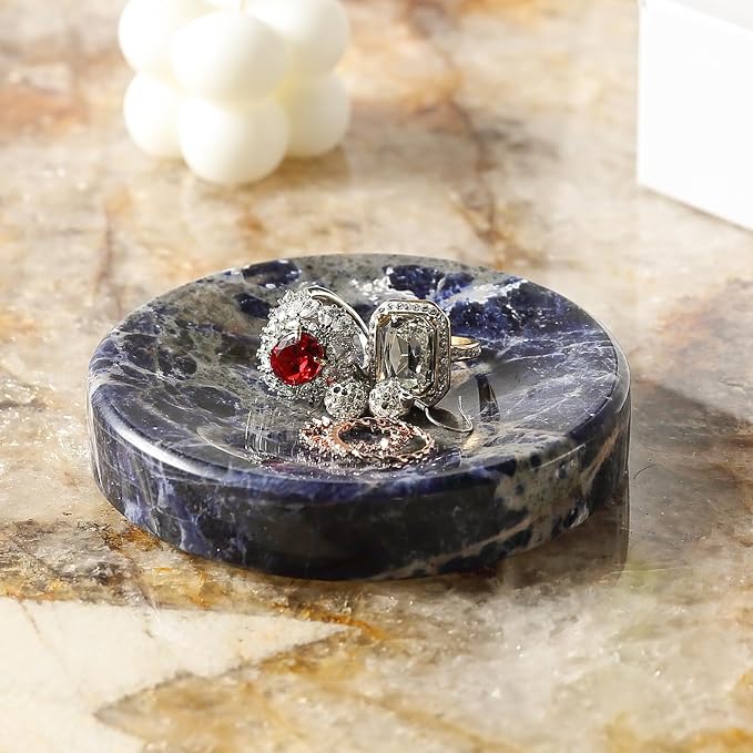 Koville Marble Jewelry Dish, Small Round Trinket Dish - Image 5