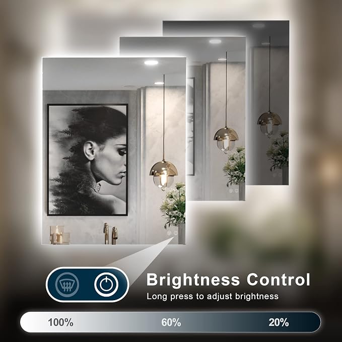 TETOTE 28 x 36 Inch LED Backlit Mirror Bathroom - Image 3