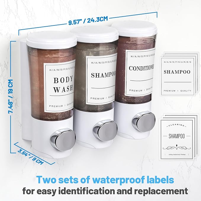 Shampoo and Conditioner Dispenser 450ml * 3, Shower Dispenser 3 Chamber No - Image 5