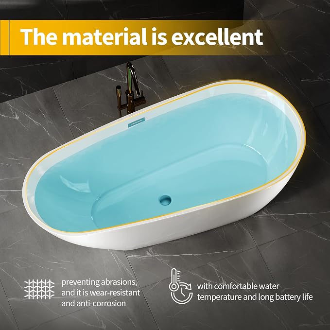 Bathtub with Upturned Ends, CUPC Chrome Drain and Overflow, Built-in Overflow - Image 7