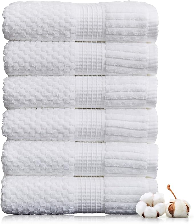 NY Loft 100% Cotton Hand Towel 6 Pack | Super Soft & Absorbent Quick-Dry Hand by NYLoft