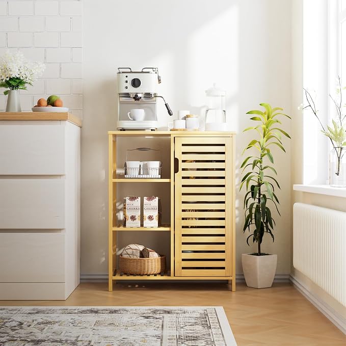 HITNET Bathroom Floor Cabinet, Bamboo Storage Cabinet - Image 7