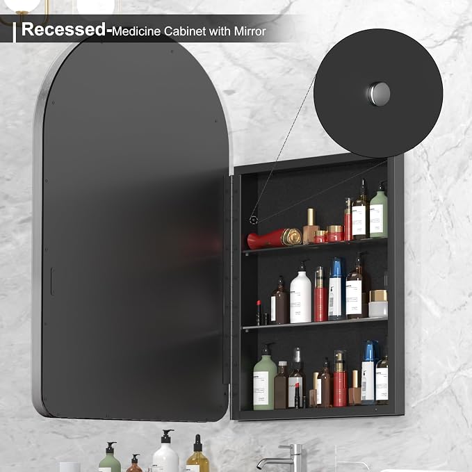 20x31 Inch Arched Medicine Cabinet - Image 5