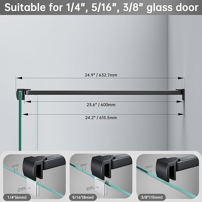Frameless Shower Door Support Bar, Stainless Steel Wall-to-Glass Support Arm to - Image 5