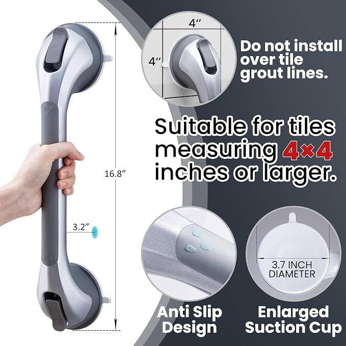TAILI Shower Grab Bar 16 Inch Suction Cup Grab Bars - Image 2