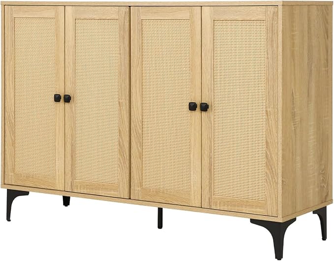 Rattan 2-Door Storage Cabinet Buffet by GROZING