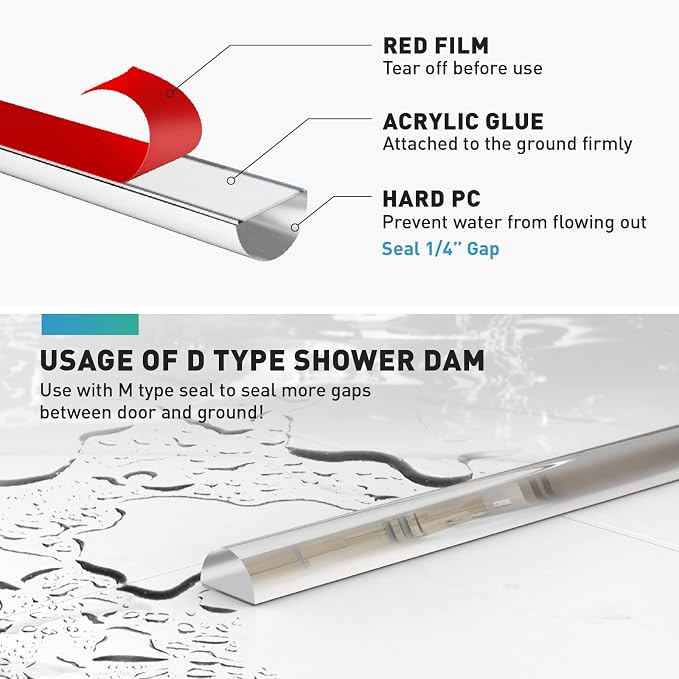 Shower Door Bottom Seal, Frameless Glass Shower Door Seal Strip, Stop Shower - Image 6