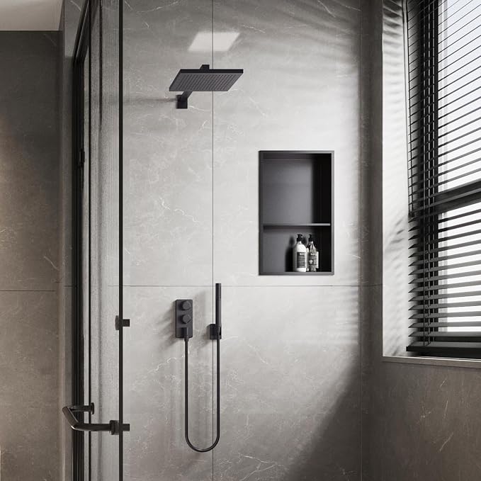 No Tile Needed Matte Black Shower Niche Insert – Retrofit Waterproof 304 - Image 7