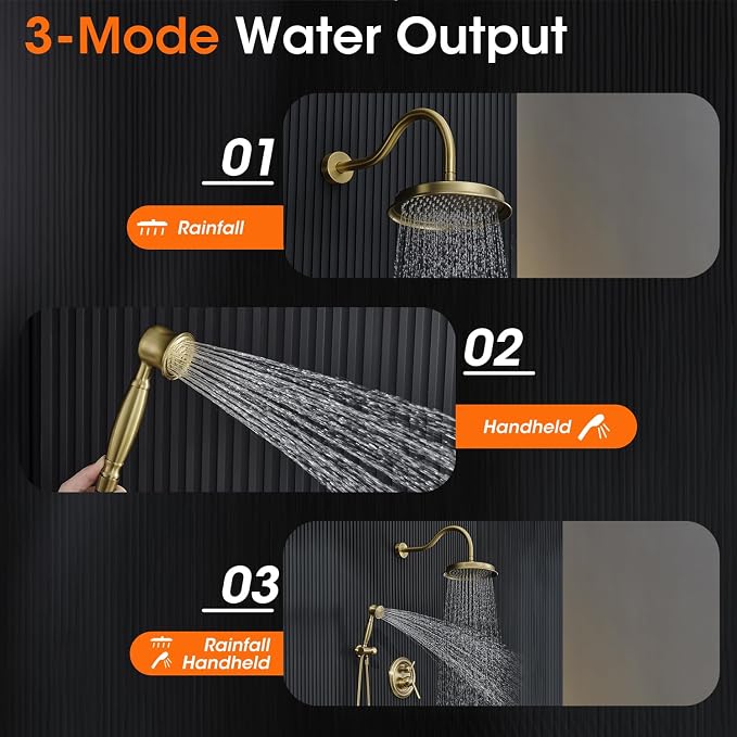 Antique Rainfall Shower System Bathroom Luxury Rain Mixer Shower Faucet Set - Image 5