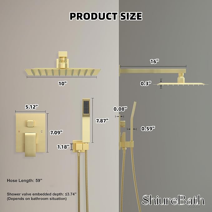 10 Inch Shower Faucet Set, Rainfall Shower System - Image 8