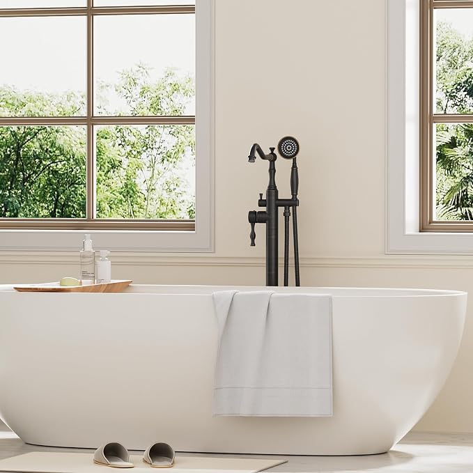 Oil Rubbed Bronze Standing Bathtub Faucet Freestanding Tub Filler High Pressure - Image 2