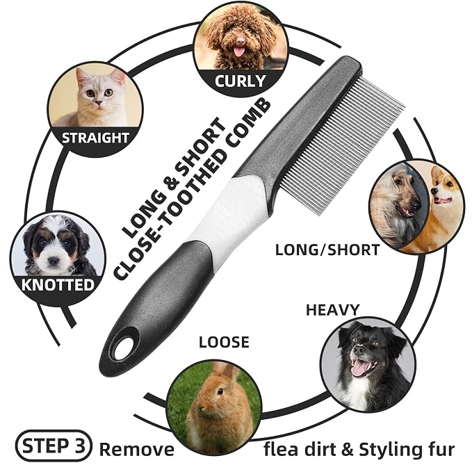 Dog Brush for Shedding, Undercoat Rake, Slicker Brush, Deshedding Comb - Image 4