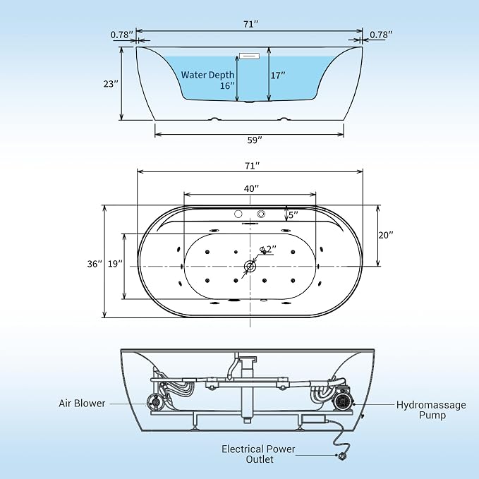 71 Inch Luxury Acrylic Freestanding Bathtub - Image 2