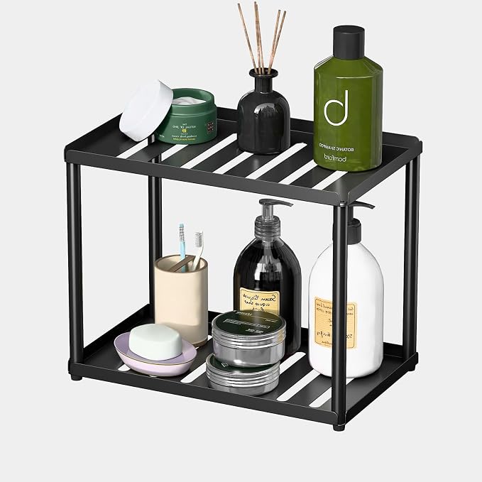 2 Tier Bathroom Counter Organizer, Rectangular Vanity Organizer Shelf, Skincare by Unknown