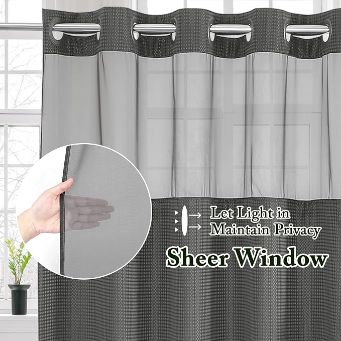 Gibelle Extra Long Shower Curtain 72x86, Waffle Weave Bathroom Shower Curtain - Image 2