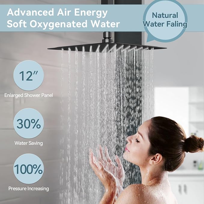 Shower Systems Matte Black Shower Faucet Sets, Bostingner Five Function - Image 5