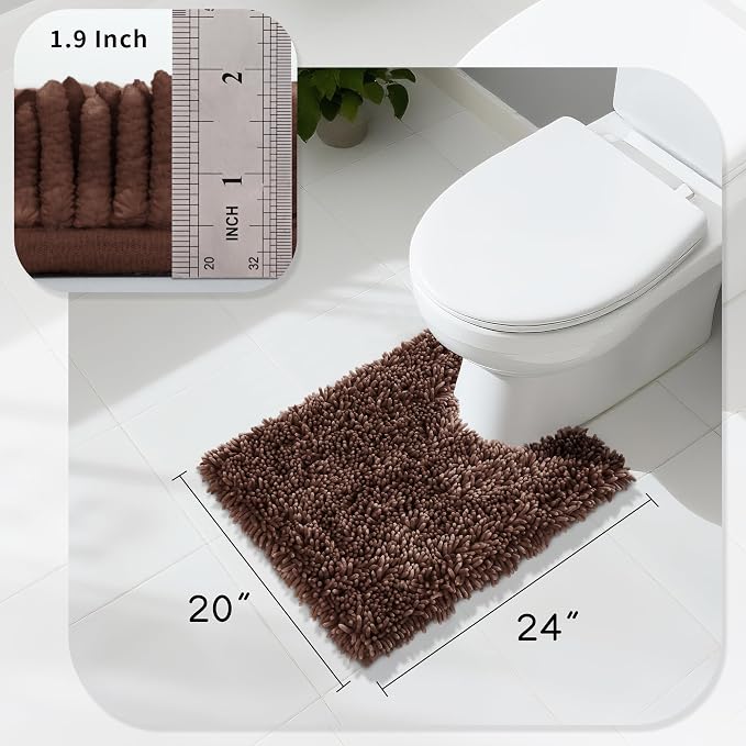 Yimobra Toilet Rugs U Shaped Washable, Extra Thick Soft Absorbent Chenille - Image 2