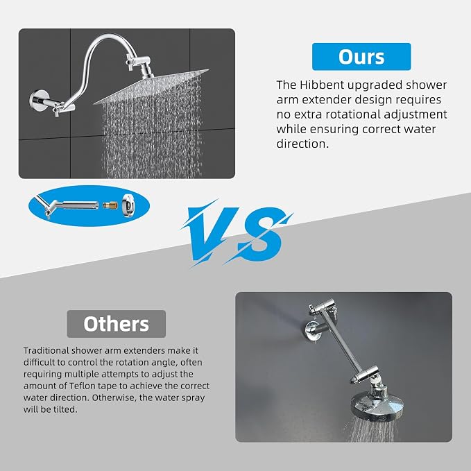 Hibbent All Metal Upgraded 18'' Shower Head Extension Arm - Image 2
