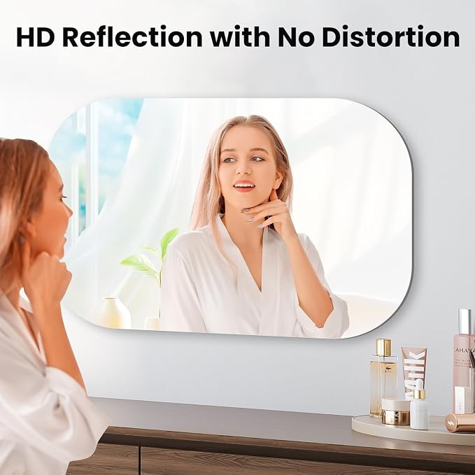 VASUHOME Frameless Bathroom Mirror, 24 x 36 Inch Wall Vanity Mirror, Large Wall - Image 2