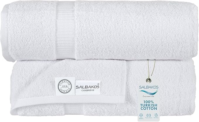SALBAKOS 100% Turkish Cotton Extra Large Bath Sheet Set of 2 35x70 inch | by SALBAKOS