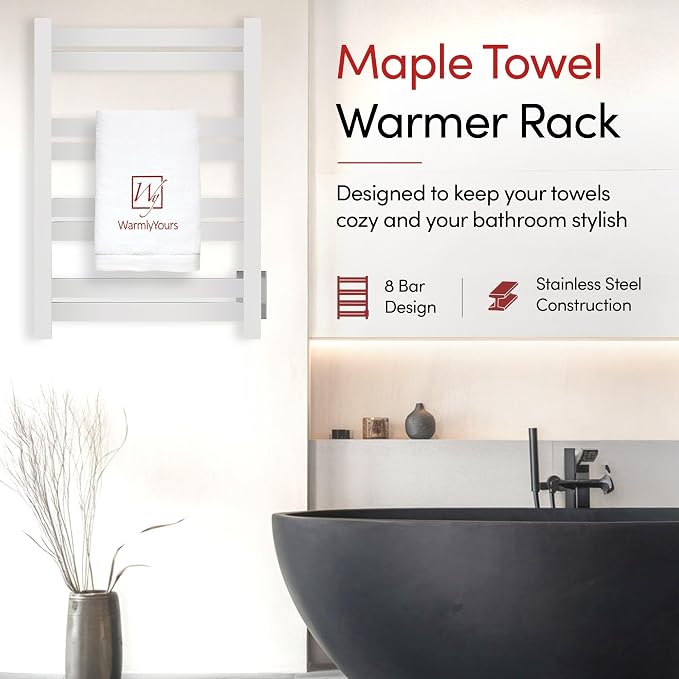 WarmlyYours Heated Towel Warmer Rack, Integrated On/Off Switch - Image 5