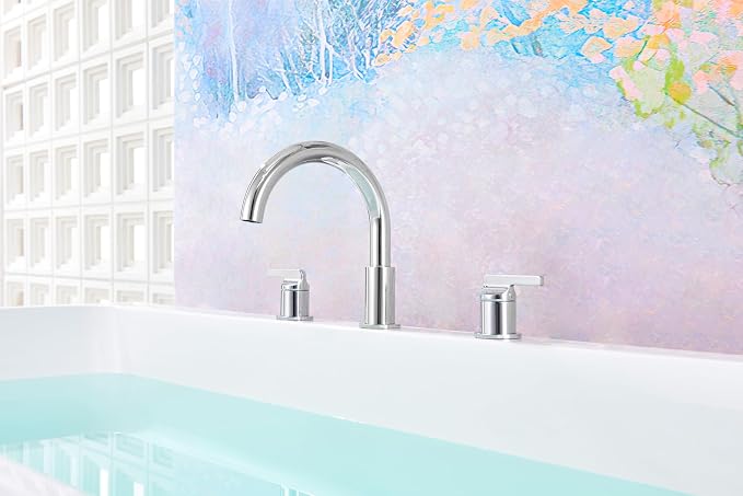SITGES Chrome High-Arc Bathtub Faucet, Solid Brass, 2-Handle Deck Mount Tub - Image 5