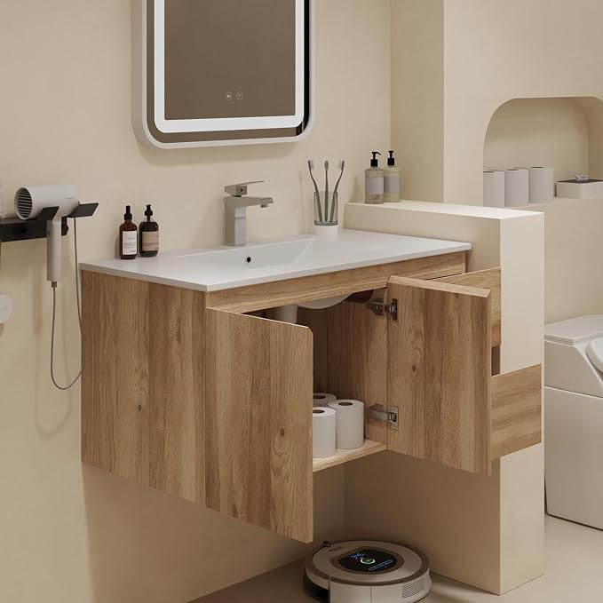 Floating Bathroom Vanity with Sink Wall Mounted Cabinet with 2 Soft-Close - Image 8