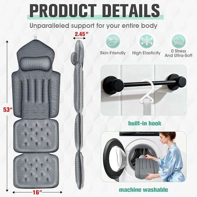 Upgraded Full Body Bath Pillow for Bathtub, Luxury Thick Bath Cushion for - Image 2