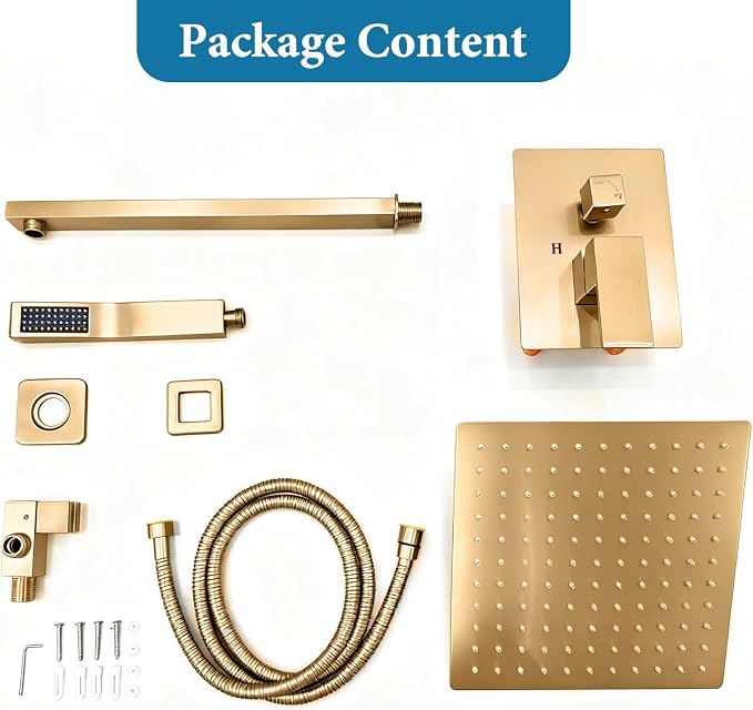Brushed Gold Square Shower Head - Image 4