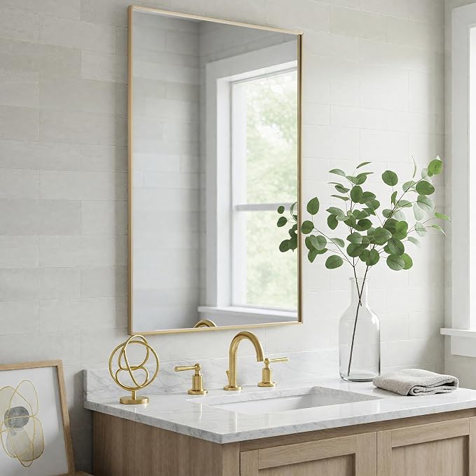 24x40 Inch Gold Bathroom Mirror by LEDLUX
