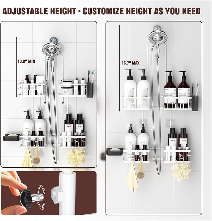 REINHARDT Adjustable Shower Caddy Hanging Rustproof Shower Caddy - Image 2