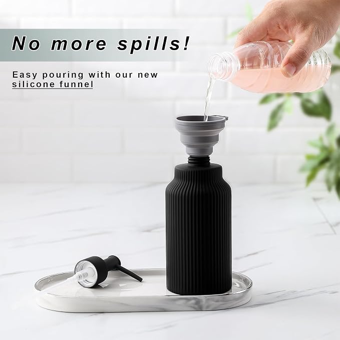 Modern Ceramic Soap Dispenser for Bathroom，14oz Ceramic Soft Touch Hand Lotion - Image 4