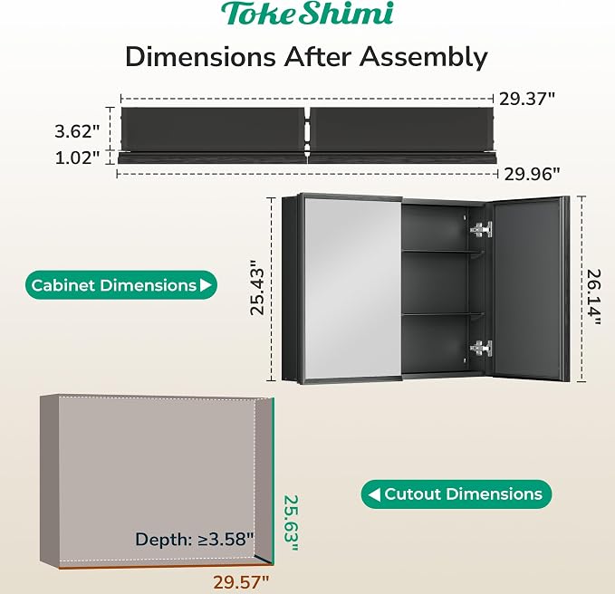 TokeShimi 30 x 26 Medicine Cabinet Mirror - Image 2