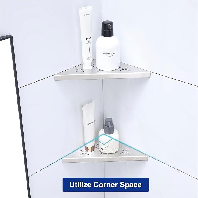 8" Corner Shower Shelf, Recessed Corner Shelf Organizer Rack, No Drilling - Image 6