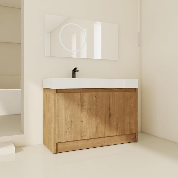 48 inch Bathroom Vanity with Sink, Single Resin Sink Bathroom Cabinet, Modern - Image 6
