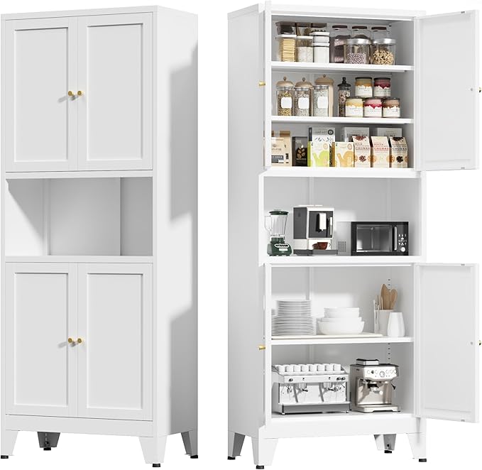 COFaR 69" Tall Modern Kitchen Pantry, Metal Storage Cabinet by COFAR