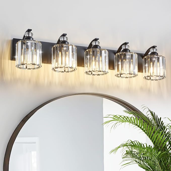 5-Light Black Bathroom Light Fixture Modern Vanity Lights Over Mirror Vintage - Image 2