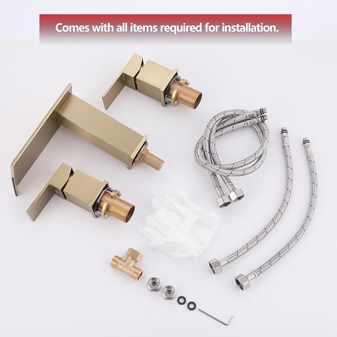 Roman Tub Faucet Two Handle Waterfall Spout Brushed Gold 3 Hole Bathtub Faucet - Image 5