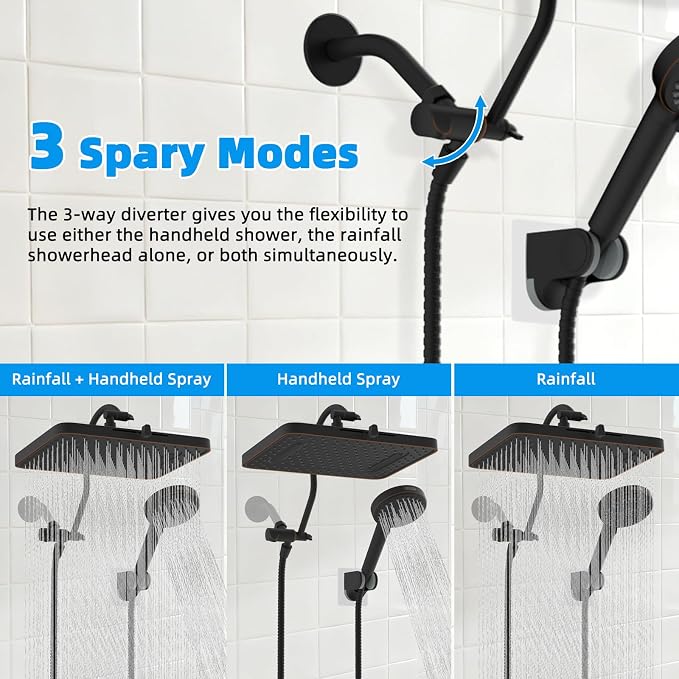Hibbent cUPC Certified High Pressure 13'' Dual Shower Head Combo - Image 6