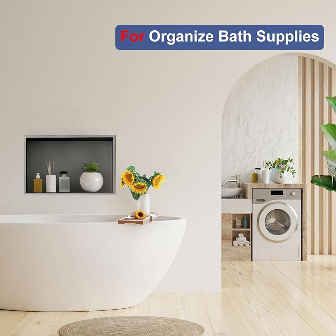 Shower Niche, 12 * 24 Stainless Steel Elegant Bathroom Niche, No Tile Needed - Image 4