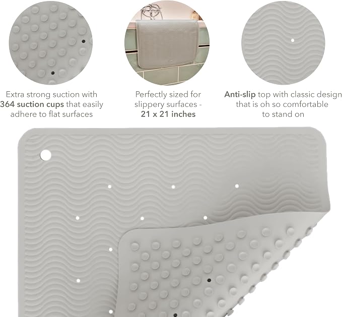 HEVEA Natural Rubber Wave Bath Mat – Square 21x21 in - Image 3