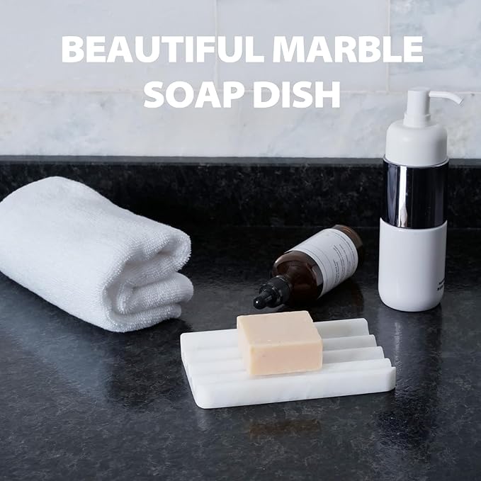 Soap Dish, Marble Soap Holder for Shower, Bar Soap Holder - Image 6