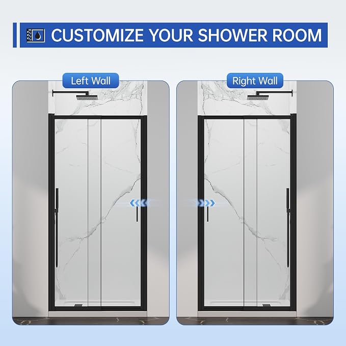 34-37" W x 72" H Pivot Swing Glass Shower Doors, 180° Rotating Retractable - Image 8