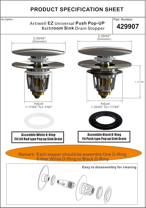 Artiwell Universal Bathroom Sink Drain Stopper, Fits Most Pop-Up Drains - Image 6