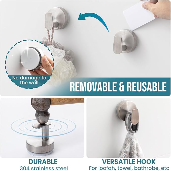 TAILI Stylish 304 Stainless Steel Bathroom Suction Hooks - Image 9