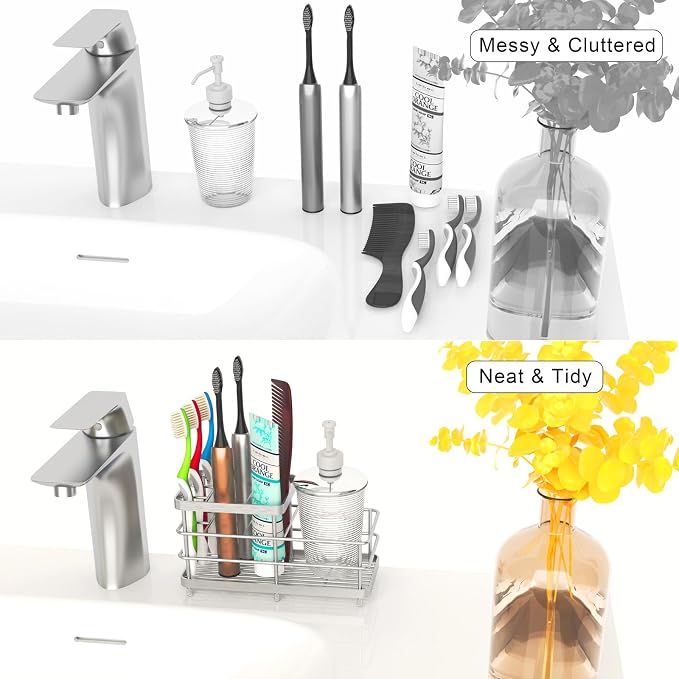 Toothbrush Holders, WHALCHI Bathroom Toothbrush Organizer 6 Slots Rustproof - Image 6